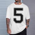 【バックプリント・背中側】5 数字 背番号 ユニフォーム ナンバー【ブラック／黒の文字】スポーツ 野球 サッカー 部活 Tシャツ 彼への贈り物