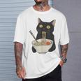おもしろ猫 食べる 麺 ラーメン 日本猫 食べる 麺 Tシャツ 彼への贈り物