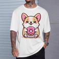 かわいいコーギーのドーナツを持つ漫画の犬愛好家アートキッズ。 Tシャツ 彼への贈り物