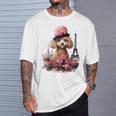 かわいいフレンチパリエッフェル塔トイプードル パリジャンプードル Tシャツ 彼への贈り物