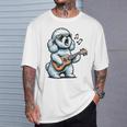 ギターを弾く犬 マルチーズプードル 面白い落書き Tシャツ 彼への贈り物