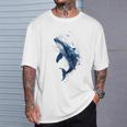 クジラ 水彩 海洋 動物 海の生物 青くじら デザイン Tシャツ 彼への贈り物