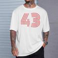 クールなレトロなレタリングジャージ、背番号43 Fourtythree Tシャツ 彼への贈り物