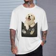 ゴールデンレトリバー ポケットに入った子犬 長袖tシャツ Tシャツ 彼への贈り物