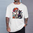 スケルトン ハグ 猫 シュガー スカル Día Los Muertos ハロウィン Tシャツ 彼への贈り物