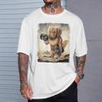 ダックスフンド 犬 筋トレ ウェイトリフティング ダンベル付き Tシャツ 彼への贈り物