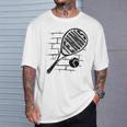 テニスラケット ボール シルエット 面白い スポーツ選手 コーチファン Tシャツ 彼への贈り物