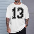 ナンバー13 カレッジスポーツチーム 黒文字 Tシャツ 彼への贈り物