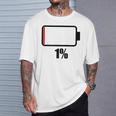 バッテリー1 1残り バッテリー切れtシャツバッテリー低 Tシャツ 彼への贈り物