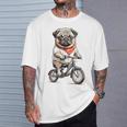 パグ いぬ イラスト パグ好き 犬好き 自転車 かわいい おもしろ レトロ かっこいい Tシャツ 彼への贈り物