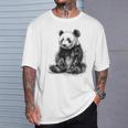 パンダ アニマルプリント グラフィック デッサン アート 絵画 パンダ Tシャツ 彼への贈り物