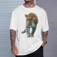 ヒョウ アニマルプリント モチーフ 描画 ポートレート ヒョウ Tシャツ 彼への贈り物