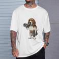 ビーグル 犬 ダンベル 筋トレ 筋肉 ワークアウト ジム Tシャツ 彼への贈り物