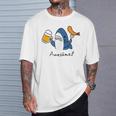 ビールとエビフライとサメ色付き Tシャツ 彼への贈り物