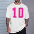 ピンク色背番号 10 チーム短大スポーツピンク色背番号付きユニフォーム Tシャツ 彼への贈り物