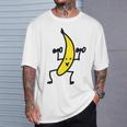 メンズ ファニースティックフィギュア フィットネス バナナダンベル トレーニング Tシャツ 彼への贈り物