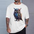 フクロウ アートワーク 動物 フクロウ Tシャツ 彼への贈り物