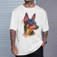 ミニチュア ピンシャー 犬 ペット アート カラフル ミニチュア ピンシャー Tシャツ 彼への贈り物