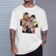 レトロコミックキス、コラージュ、ビンテージポップアートキスコミックスタイル 長袖tシャツ Tシャツ 彼への贈り物