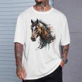 乗馬アート アニマルプリント 馬モチーフ 馬 Tシャツ 彼への贈り物