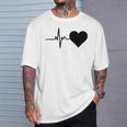 心電図のパターン ハートカラー ブラック Tシャツ 彼への贈り物