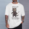 忍者猫、日本のサムライ カワイイ猫タトゥー 面白い Tシャツ 彼への贈り物