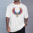 愛国的なアメリカ国旗イーグル 7月4日 バックプリント アメリカン Tシャツ 彼への贈り物