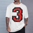数字 3 ヴィンテージブラック&レッド Tシャツ 彼への贈り物