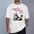 日本美術 メインクーン 猫 桜 桜 Tシャツ 彼への贈り物