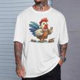 木彫りの鶏、かわいいデザイン Tシャツ 彼への贈り物