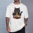 猫 ラーメン グラフィック 日本語 カワイイ アニメ 面白い ラーメン 猫 長袖tシャツ Tシャツ 彼への贈り物