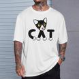 猫 子猫 ハチワレ モノトーン 白 黒 かわいい ユニーク Tシャツ 彼への贈り物