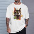 猫 抽象的 かわいい アート ポートレート 動物 恋人 グラフィック 猫 Tシャツ 彼への贈り物