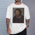 猿のイエスの絵、台無しにされたキリスト、フレスコ、ボッチドアートミーム。 Tシャツ 彼への贈り物