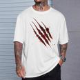 血まみれのシャツ ハロウィン ゾンビ 爪 マーク 血のはね Tシャツ 彼への贈り物