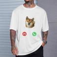 面白いtシャツ 柴犬 着信 イヌ わんこ メンズ 犬好き グッズ かわいい おもしろ 面白い 服 ネタ 長袖tシャツ Tシャツ 彼への贈り物