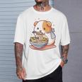 面白いモルモット 箸でラーメンを食べる アニメ 長袖tシャツ Tシャツ 彼への贈り物