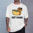 面白い犬 ホットドッグ 食通 駄洒落ギフト 男性 女性 キッズ 男の子 女の子 Tシャツ 彼への贈り物