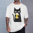 面白い黒猫はビールが大好きおもしろいビール好き Tシャツ 彼への贈り物