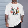鮮やかな犬のアート スプラッシュカラー 抽象画 Tシャツ 彼への贈り物