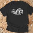 80歳の誕生日 メンズギフト 80歳 女性用 80年 8月 1943 Tシャツ 高齢者への贈り物
