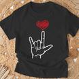 Asl I Love You Hand Heart アメリカ手話 Tシャツ 高齢者への贈り物