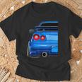 Blue Gt R 34 Jdm スカイラインスタンス カー ドリフトレーシング Tシャツ 高齢者への贈り物