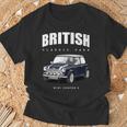 British Classic Car ダークブルー ミニスポーツカー Tシャツ 高齢者への贈り物