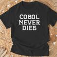 Cobol Never Dies 面白いコボルプログラマー ミニマリストデザイン Tシャツ 高齢者への贈り物
