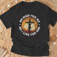 He Died For Me Ando I Live For Him クリスチャン イエス クロス Tシャツ 高齢者への贈り物