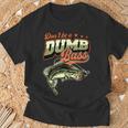Don't Be A Dumb Bass 面白いバス釣りジョーク Tシャツ 高齢者への贈り物