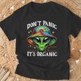 Don't Panic It's Organic Alien Ufo 面白いプリント Tシャツ 高齢者への贈り物
