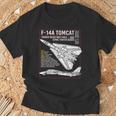 F-14 Tomcat Us American Carrier航空機 ブループリント Tシャツ 高齢者への贈り物