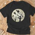 Forêt Arbre Lune Oiseaux Gothique Noir Terrifiant Corbeau T-Shirt Cadeaux pour les vieillards